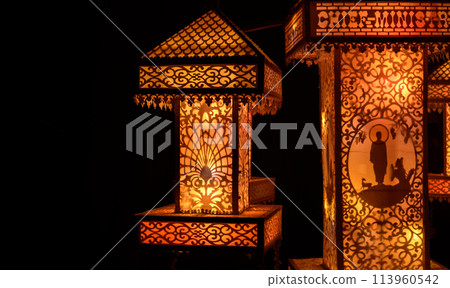 Vesak lanterns, Sri lankan vesak festival celebrations. 113960542