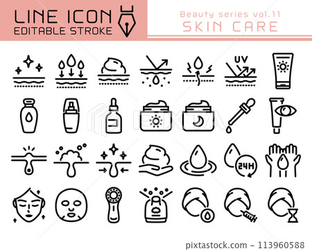 Line Icon Beauty Series vol.11 Skin Care Line Icon Beauty Series vol.11 Skin Care 113960588