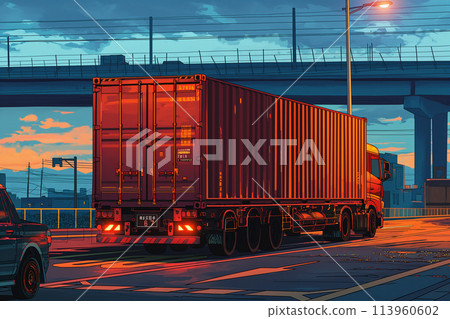 Semi-trailer carrying 40-foot containers 113960602