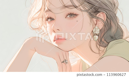 Beautiful watercolor woman AI 113960627