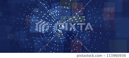 Abstract Technology Digital Circles of Particles. Futuristic Background. Big Data Visualization. Cyber Concept. 113960936