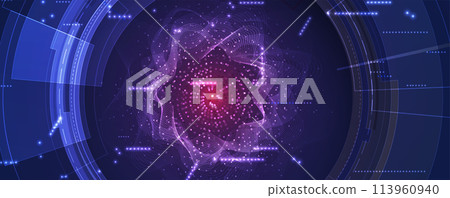 Abstract Technology Digital Circles of Particles. Futuristic Background. Big Data Visualization. Cyber Concept. 113960940