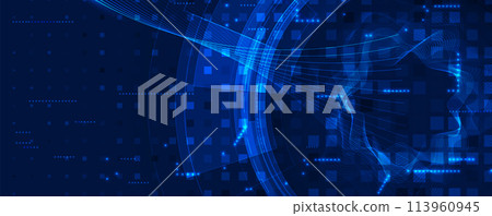Abstract Technology Digital Circles of Particles. Futuristic Background. Big Data Visualization. Cyber Concept. Abstract Technology Digital Circles of Particles. Futuristic Background. Big Data Visualization. Cyber Concept. 113960945