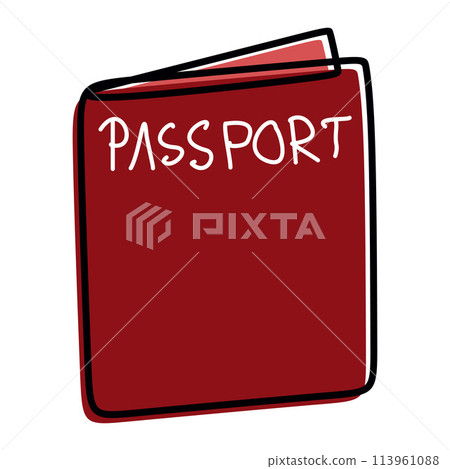 Passport, a hand drawn vector doodle illustration of a passport and a plane ticket. 113961088