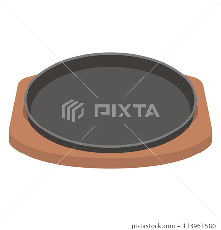 Illustration of a hot plate for steaks 113961580