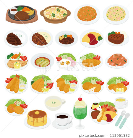 Western food illustration set Western food illustration set 113961582