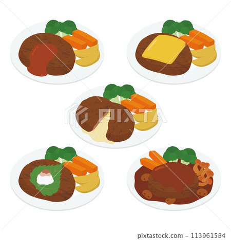 Hamburger (plate) illustration set 113961584
