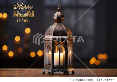Happy mawlid al-nabi, The celebration of the birthday of the Prophet Muhammad, Rabi al-Awwal, Islam Sunnis and Shiites, Hamd, tasbih, public processions, naat. Postcard banner Greeting card. 113961667