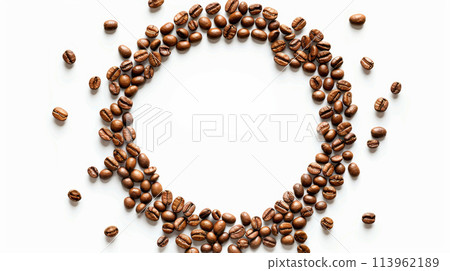 Coffee circle frame with Beans 113962189