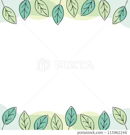 手寫的葉框背景正方形 113962248