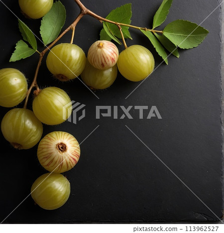 Indian Gooseberry (Amla) on black background 113962527