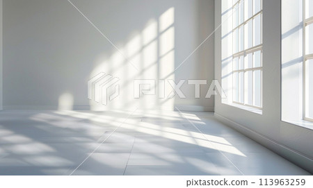 Empty white room with sun light. space for ypur design. 113963259