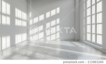 Empty white room with sun light. space for ypur design. 113963260