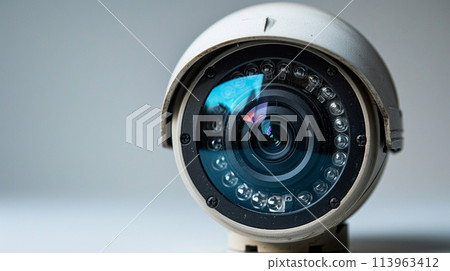 IP camera on white background. CCTV camera. 113963412
