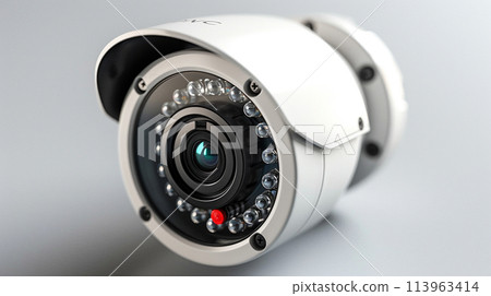 IP camera on white background. CCTV camera. 113963414
