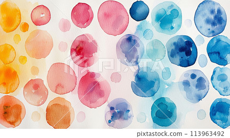 Abstract colorful polka dots watercolor background.Hand painted watercolor. Abstract colorful polka dots watercolor background.Hand painted watercolor. 113963492