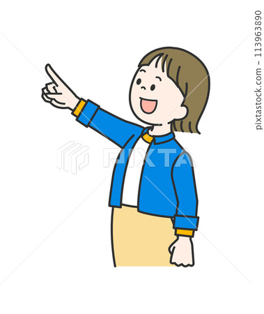 Woman pointing ahead 113963890