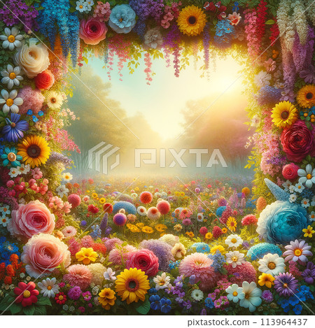 "Fresh Floral Frames: Spring Flowers Background "Fresh Floral Frames: Spring Flowers Background 113964437