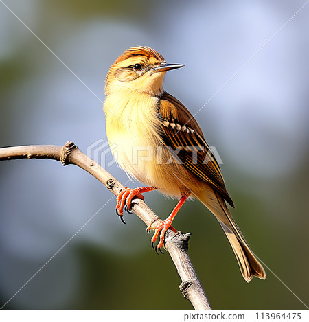 A Close Encounter with the Zitting Cisticola Bird on a Branch 113964475