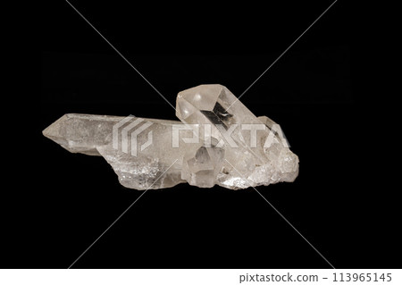 Macro mineral stone rhinestone, rock crystal on a black background 113965145