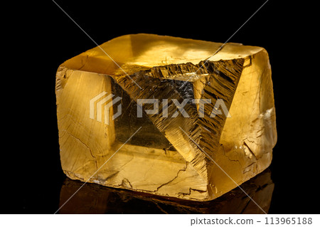 Macro stone mineral Ulexite on a black background 113965188