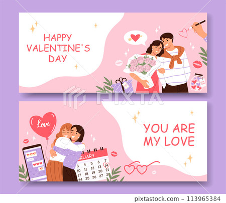 Valentines day banner set 113965384