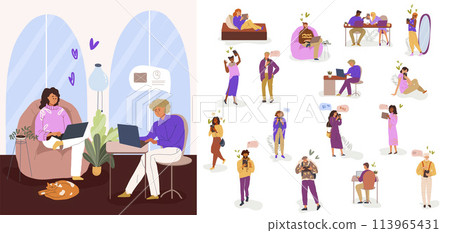 People using technology set People using technology set 113965431