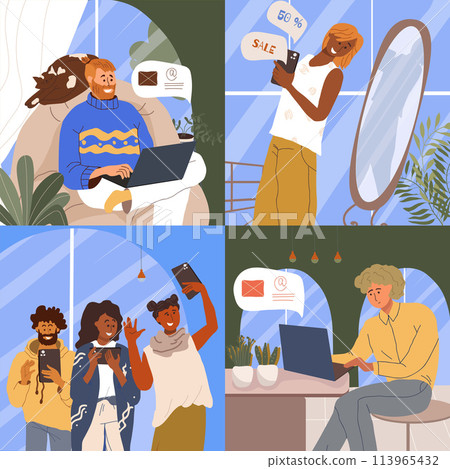 People using technology compositions set People using technology compositions set 113965432
