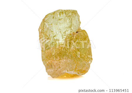 Macro stone Beryl mineral on white background Macro stone Beryl mineral on white background 113965451