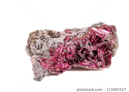 Macro stone mineral Wulfenite on a white background Macro stone mineral Wulfenite on a white background 113965527