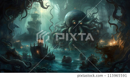 Fantastic ecosystem of the deep sea No.075 AI-generated image Fantastic ecosystem of the deep sea No.075 AI-generated image 113965591