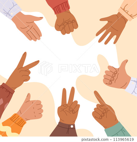 Hand drawn hand gestures background Hand drawn hand gestures background 113965619