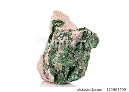 Macro mineral stone Fuchsite on a white background Macro mineral stone Fuchsite on a white background 113965709