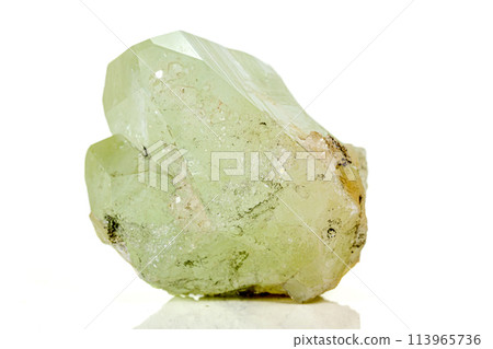 Macro stone mineral Datolite on a white background 113965736