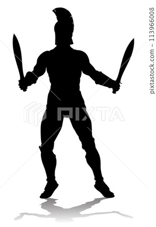 Spartan Silhouette Gladiator Trojan Greek Warrior 113966008