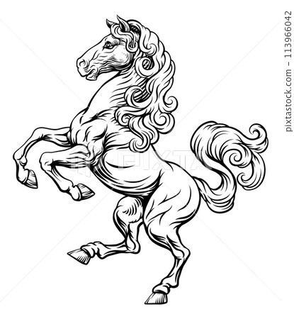 Horse Crest Rampant Coat of Arms Heraldic Heraldry Horse Crest Rampant Coat of Arms Heraldic Heraldry 113966042