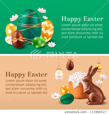 Happy Easter banners in realistic design 113966527