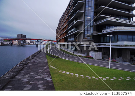 Scenery of the Urakami River, Asahi Ohashi Bridge, and Nagasaki Prefectural Office Scenery of the Urakami River, Asahi Ohashi Bridge, and Nagasaki Prefectural Office 113967574