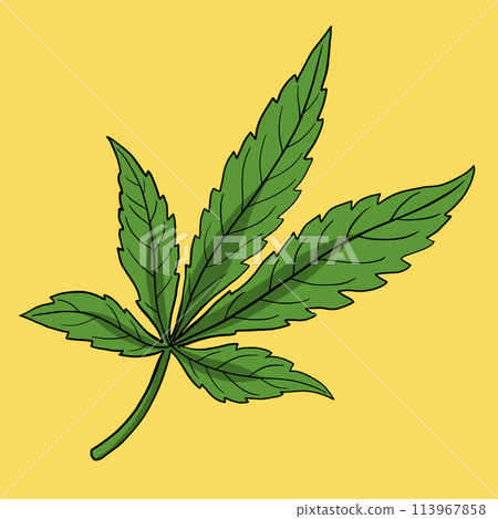 Simplicity cannabis leaf freehand drawing flat design. Simplicity cannabis leaf freehand drawing flat design. 113967858