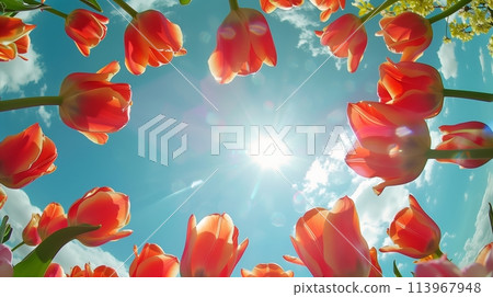 Tulip frame and sunlight 113967948