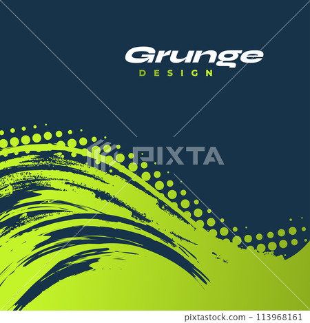 Blue and Green Gradient Brush Background with Halftone Effect. Sport Background with Grunge Style. Scratch and Texture Elements For Design 113968161