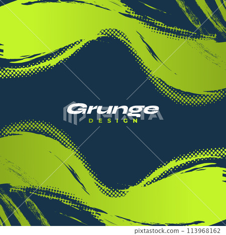 Blue and Green Gradient Brush Background with Halftone Effect. Sport Background with Grunge Style. Scratch and Texture Elements For Design Blue and Green Gradient Brush Background with Halftone Effect. Sport Background with Grunge Style. Scratch and Texture Elements For Design 113968162