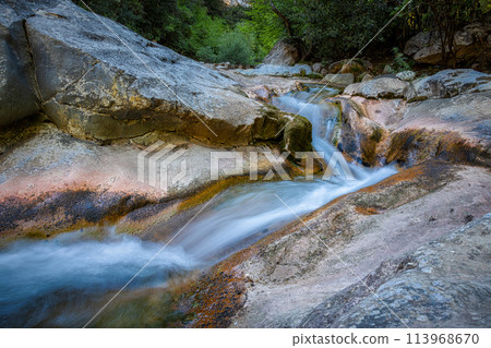Landscape of green mountains in Sadernes, Catalonia, Spain 113968670
