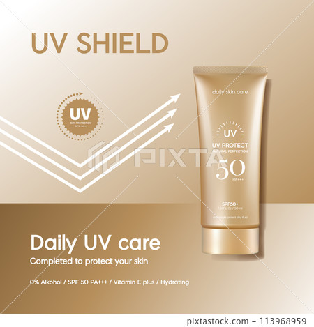 Summer sunscreen for skin protection,realistic cosmetic bottle mockup. 113968959