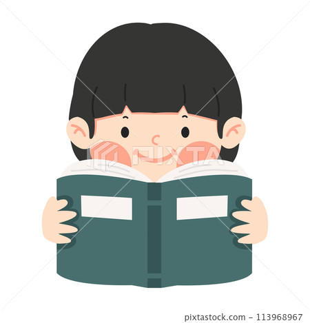 Kid Girl Reading Book cartoon flat Kid Girl Reading Book cartoon flat 113968967