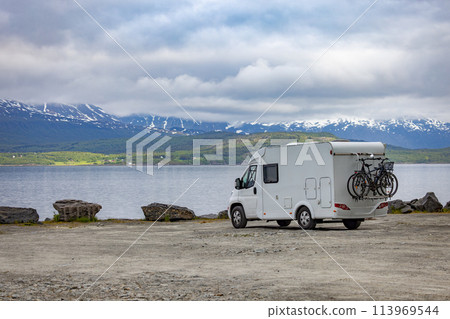 Family vacation travel RV, holiday trip in motorhome, Caravan car Vacation. 113969544