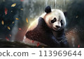 Panda in the waterfall 113969644