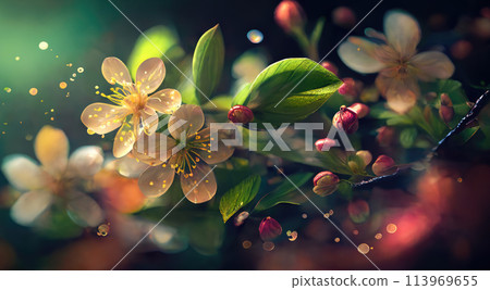 Flowering branch of apple cherry blossoms Flowering branch of apple cherry blossoms 113969655
