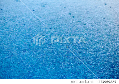drops of water on the surface of the water in the pool 2 drops of water on the surface of the water in the pool 2 113969825