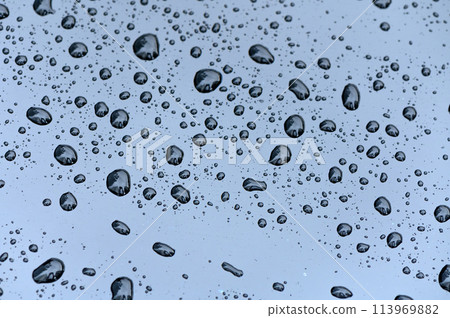 Water Drops on Car Windshield on Gloomy Day 7 113969882